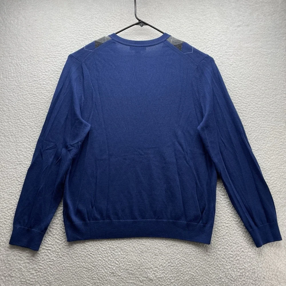 Banana Republic Sweater Mens XL Extra Fine Merino Wool Argyle Lightweight Preppy